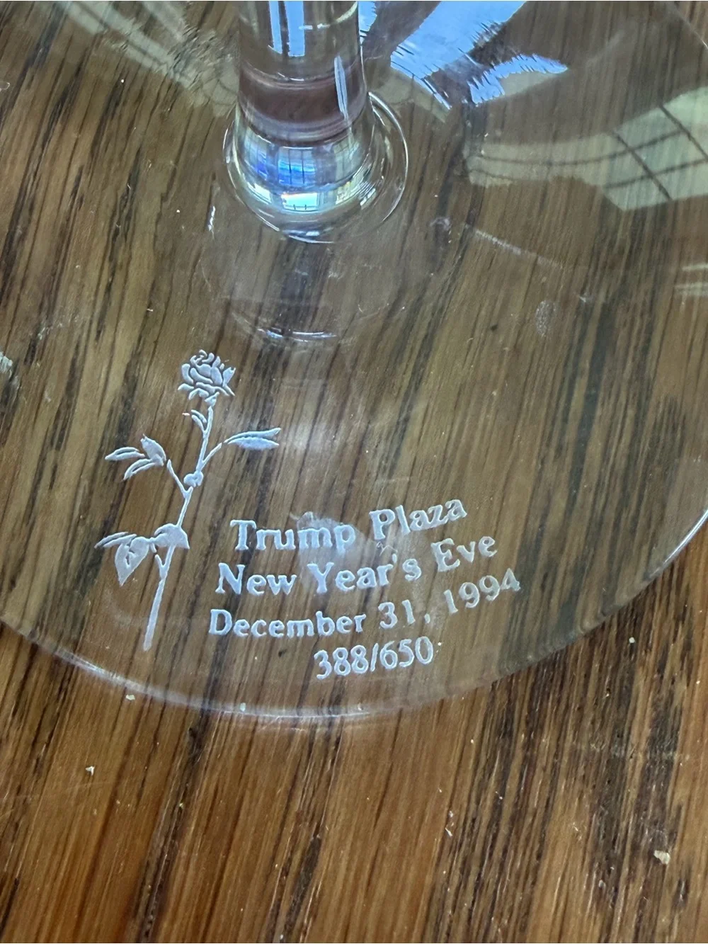 Tiffany & Co. Etched  Champagne Flutes Set of 2 Trump Plaza NYE 1994 388/650